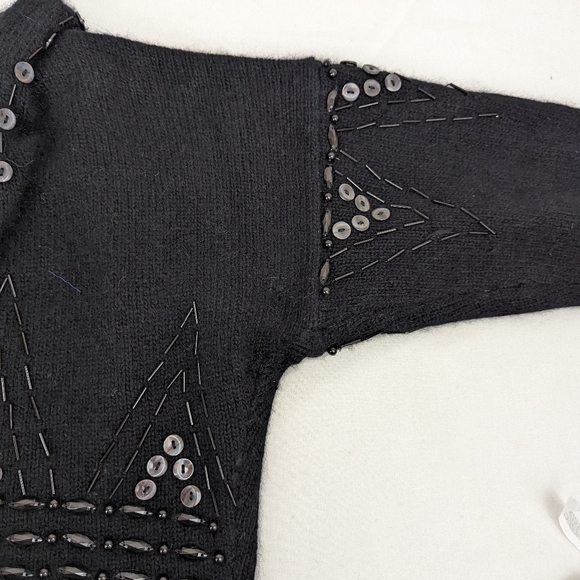 Micheal Seroy Beaded Angora Rabbit and Lambswool Cropped Cardigan Medium - Picture 4 of 10